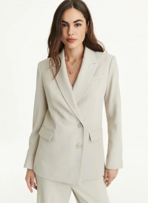 Beige DKNY Asymmetrical Button Women's Blazers | Malaysia_D0588