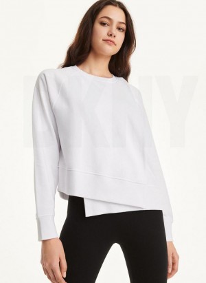 Beige DKNY Cotton Jersey Asymmetrical Women's Sweatshirts | Malaysia_D0148