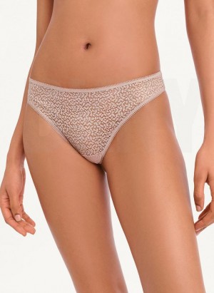 Beige DKNY Modern Lace Women's Thong | Malaysia_D0913