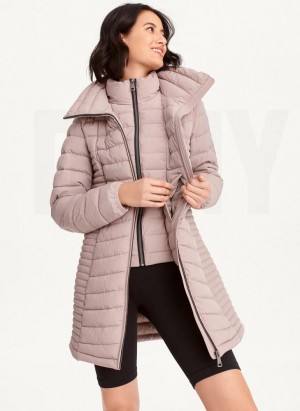 Beige DKNY Packable Vestie Walker Women's Coats | Malaysia_D0680