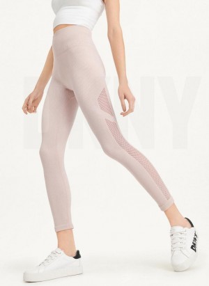 Beige DKNY Rib Knit High Waisted Seamless Women's Leggings | Malaysia_D0585