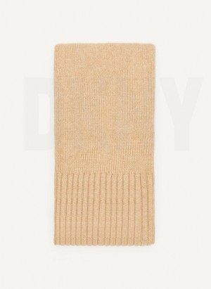 Beige DKNY Rib Knit Oblong Women's Scarf | Malaysia_D1623