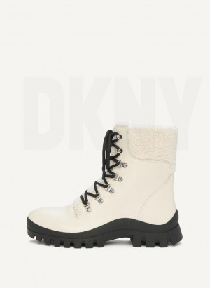 Beige DKNY Shearling Ski Women's Boots | Malaysia_D0229