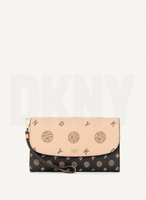 Beige DKNY Sidney Wallet On A Chain Women's Crossbody Bags | Malaysia_D1147