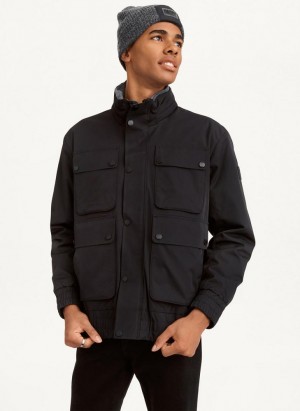 Black DKNY 4 Pocket Bomber Men's Jackets | Malaysia_D0105