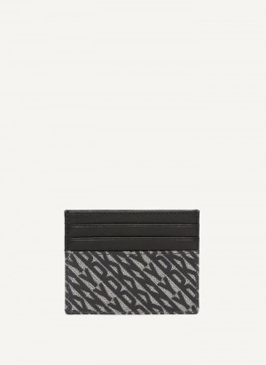 Black DKNY Allover Logo Case Men's Wallets | Malaysia_D0950