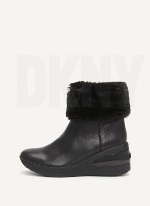 Black DKNY Baxter Wedge Women's Boots | Malaysia_D0315