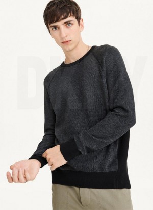 Black DKNY Birdseye Raglan Sleeve Men's Sweaters | Malaysia_D1149