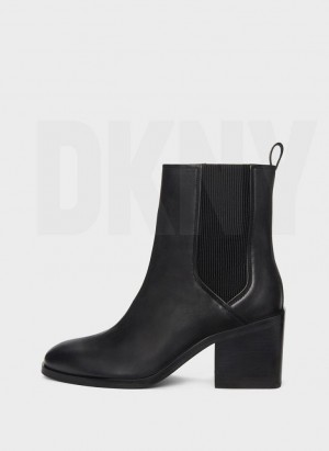 Black DKNY Block Heel Chelsea Women's Boots | Malaysia_D1907