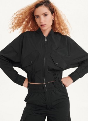 Black DKNY Bomber Women's Jackets | Malaysia_D1117
