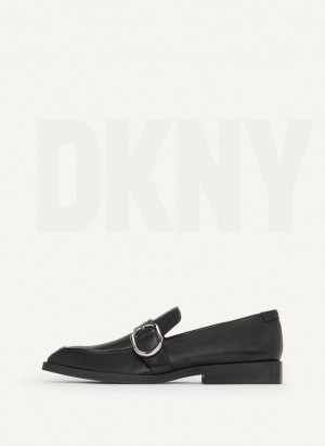 Black DKNY Buckle Women's Loafers | Malaysia_D1704