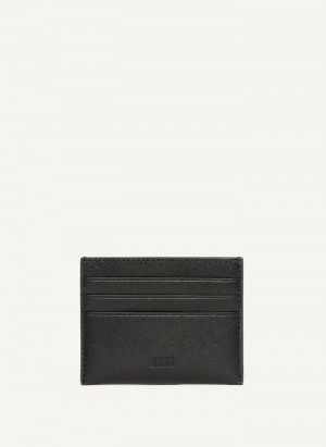 Black DKNY Card Case Men's Wallets | Malaysia_D1890