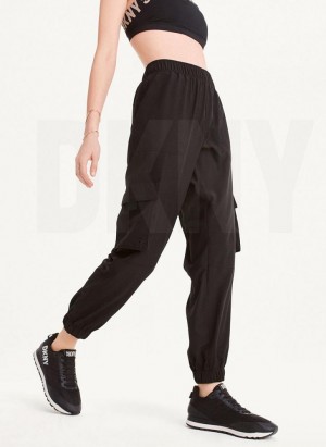 Black DKNY Cargo with Pockets Women's Joggers | Malaysia_D1299