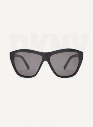 Black DKNY City Native Modern Rectangle Women's Sunglasses | Malaysia_D1860