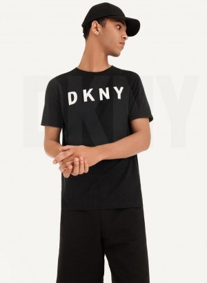 Black DKNY Classic Logo Men's T Shirts | Malaysia_D0310