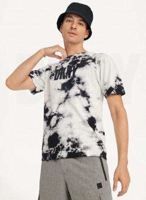 Black DKNY Cloud Wash Logo Men's T Shirts | Malaysia_D1943