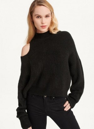 Black DKNY Cold Shoulder Women's Sweaters | Malaysia_D1978