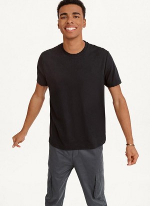 Black DKNY Cotton Poly Pique Men's T Shirts | Malaysia_D1269