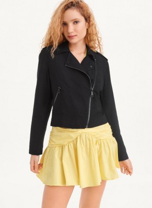 Black DKNY Crinkle Moto Women's Jackets | Malaysia_D1412