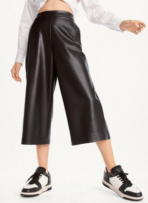 Black DKNY Crop Wide-Leg Women's Pants | Malaysia_D0390