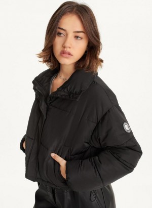 Black DKNY Cropped Women's Puffer Jacket | Malaysia_D0981