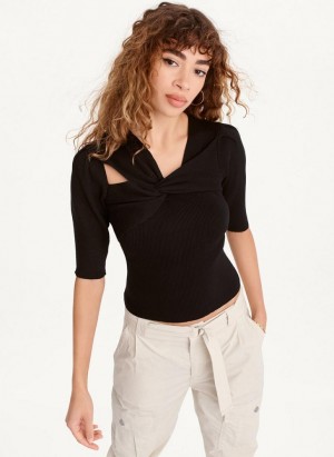 Black DKNY Cut Out Women's Sweaters | Malaysia_D1832