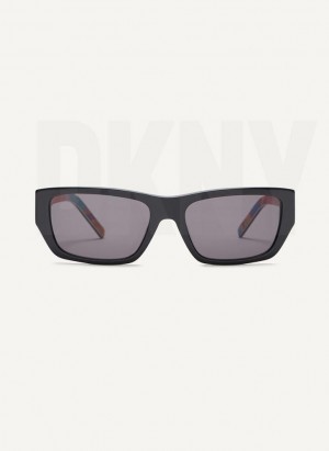 Black DKNY DKNY Pride Rectangle Women's Sunglasses | Malaysia_D1076