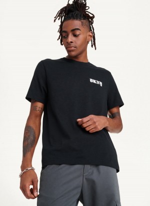 Black DKNY Don't Knock New York Men's T Shirts | Malaysia_D0852
