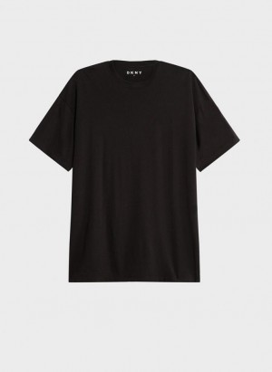 Black DKNY Essential Men's T Shirts | Malaysia_D0759