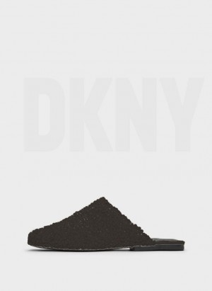 Black DKNY Flat Sherpa Women's Slides | Malaysia_D1223