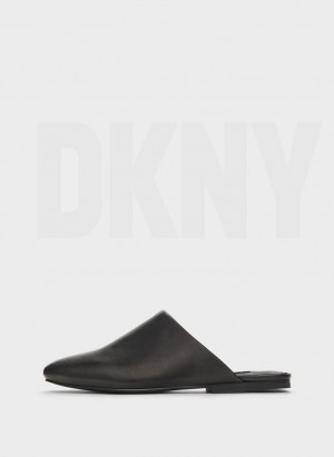Black DKNY Flat Women's Slides | Malaysia_D1783