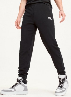Black DKNY French Terry Men's Pants | Malaysia_D0689
