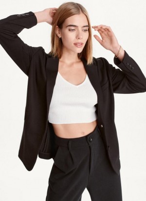 Black DKNY French Terry Soft Women's Blazers | Malaysia_D1480