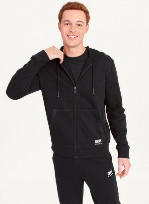 Black DKNY Full-Zip Men's Hoodies | Malaysia_D1786