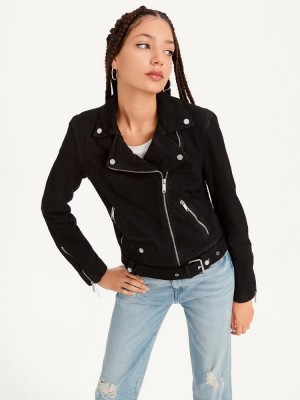 Black DKNY Garment Dyed Leather Women's Jackets | Malaysia_D1021