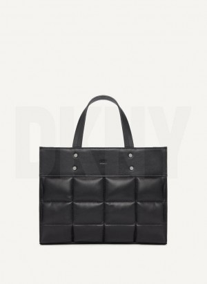 Black DKNY Globalist Small Quilted Book Women's Tote Bags | Malaysia_D0544