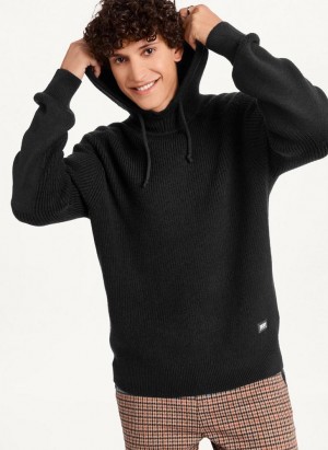 Black DKNY Half Cardigan Stitch Men's Hoodies | Malaysia_D1813