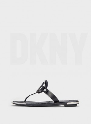 Black DKNY Hartford Women's Flip Flops | Malaysia_D0894