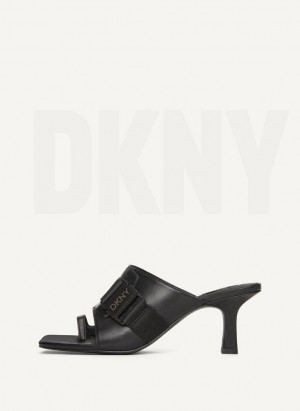 Black DKNY Heeled Buckle Mule Women's Heels | Malaysia_D0410