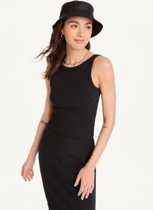 Black DKNY High Neck Crop Women's Tank Top | Malaysia_D1933