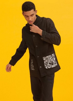 Black DKNY Jeremyville Oversized Men's Jackets | Malaysia_D1798