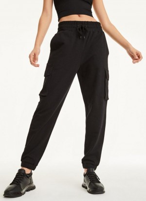Black DKNY Jersey Cargo Women's Joggers | Malaysia_D0583