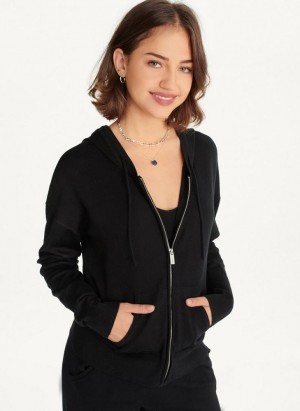 Black DKNY Knit Women's Hoodies | Malaysia_D0575
