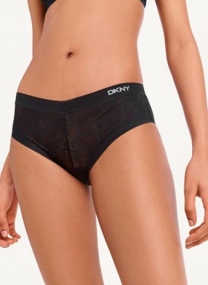 Black DKNY Lace Comfort Hipster Women's Panties | Malaysia_D0181