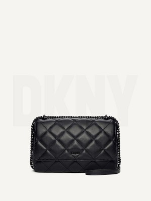 Black DKNY Lara Large Quilted Women's Shoulder Bags | Malaysia_D0111