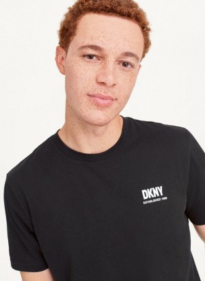 Black DKNY Left Chest Men's T Shirts | Malaysia_D0884