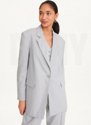 Black DKNY Linen Women's Blazers | Malaysia_D1138