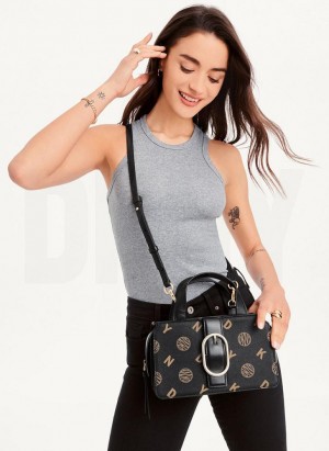Black DKNY Logo Buckle Women's Crossbody Bags | Malaysia_D1849