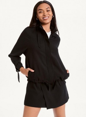 Black DKNY Long Sleeve Women's Jackets | Malaysia_D0616