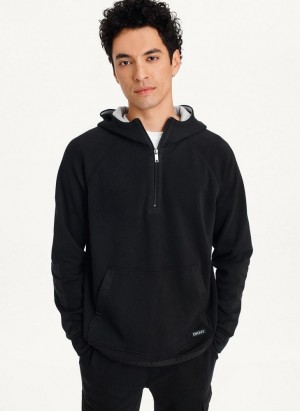 Black DKNY Lounge Half Zip Men's Hoodies | Malaysia_D0798